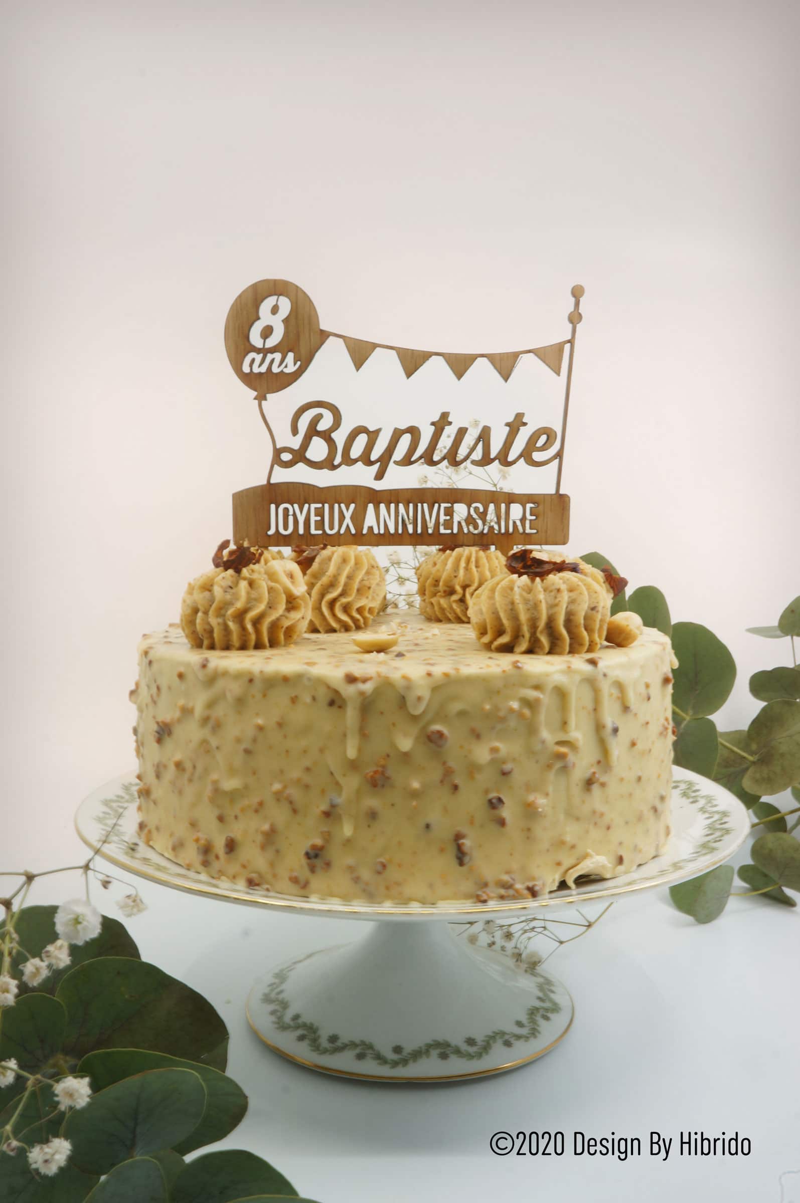 Cake topper anniversaire enfant avec prénom - Design By Hibrido