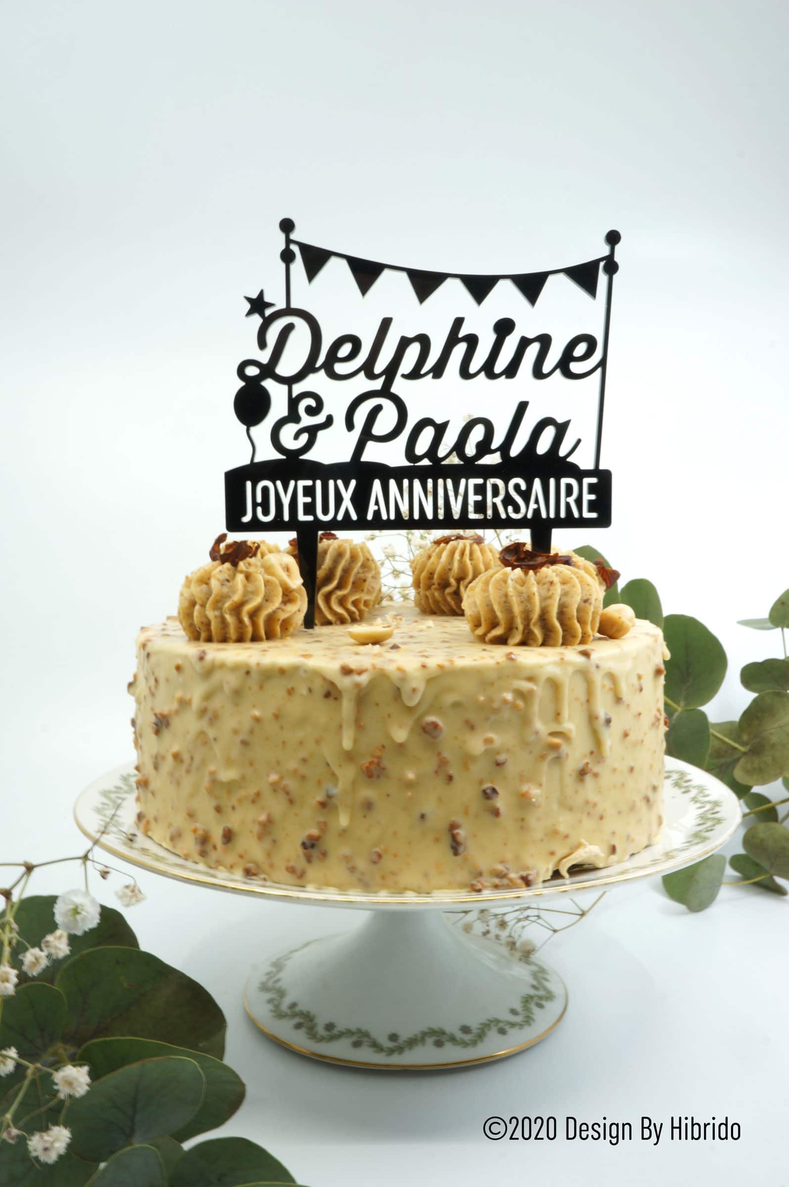 Cake Topper personnalisé Prénom pour Anniversaire, Mariage